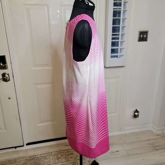 Vince Camuto Pink Chevron Ombre Shift Dress Size 12 | Sleeveless Work to Weekend - Picture 4 of 9